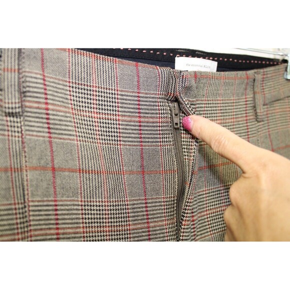 Anthropologie The Essential Slim Crop Pants Check Plaid Chino Office Size 12 - Picture 7 of 11